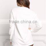 MGOO New Arrival Customized Spring Terry Sweater Tops Plain White Boyfriend Oversized Loose 100 Cotton Brushed Long Sleeves thumbnail-5