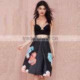 MGOO 2016 Brand Design Custom Floral Umbrella Skirts For Women High Waist Black Beauty Up Skirt 15145A216 thumbnail-4