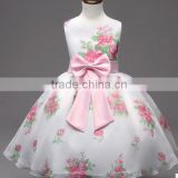 Round Collar and With Flower Design Dress, Bow Tie Dress,pure Cotton Girls Princess Dresses thumbnail-1
