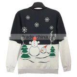Black White Long Sleeve Snowman Printed Pullover Ladies Xmas Christmas Ugly Sweater thumbnail-2