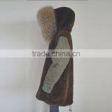 Myfur Long Parka With Detachable Raccoon Fur Hood Navy Fur Trimmed thumbnail-5