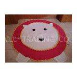 Red And White Crochet Lion Rug Anti - Bacteria Hand Crochet Door Mat Scallop Edge