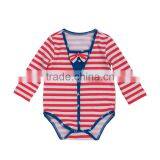 Baby Girl Long Sleeve Red White Striped Romper Outfit Clothes thumbnail-1