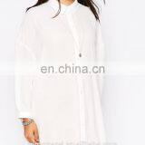 The Latest White Oversized Longline Chiffon Blouse for Women thumbnail-4
