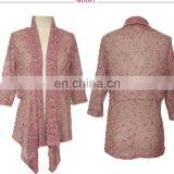 Old Woman Rose Plain Mesh See-Through Kimono Cardigan Joker Design Blouse thumbnail-3