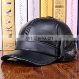 Unisex Cowhide Genuine Leather Earflaps Earmuff Bomber Baseball Hat Trapper Cap