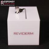 Countertop Sales Promotion White Acrylic Money Saving Display Box For  with Locks