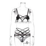 Women Erotic Wine Red Opne Cup Bra Bandage Pants Sexy Woman Cupless Flora Bra Underwear Lingerie Bralett thumbnail-6