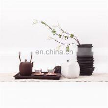 Modern Art Decoration White Black Minimalist Matte Round Handmade Vase thumbnail-2