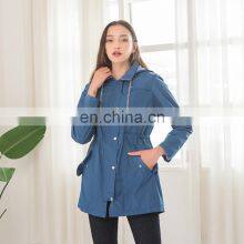 Wholesale Amazon Burst Casual Waterproof Waist Hoodie Female Mid-autumn Long Raincoat ZIP Jacket Female thumbnail-2