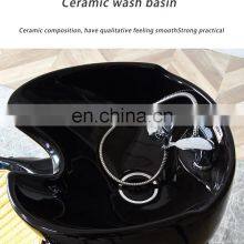 Fashionable Adjustable Black Beauty Salon Furniture Full Lay Down Back Wash Unit Hair Wash Shampoo Bowl Sink Chair thumbnail-2