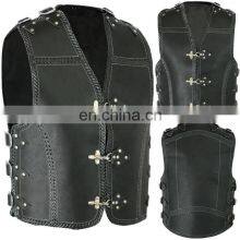 Genuine Leather Biker Motorcycle Vest, Motorbike Vest Made With 3 mm Thick Leather, Leather Motorbike Waistcoat thumbnail-1