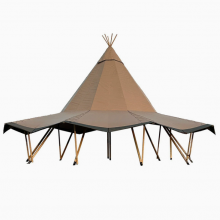 Luxury Outdoor Camping Tipi Tent With Natural Straw Roof and Galvanized Base thumbnail-2