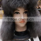 natural color silver fox fur bomber hats winter whole leather fox fur hat