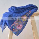 Hot Sell Fashion Beautiful Flower Embroidery Long Cotton Scarf Hejab thumbnail-4