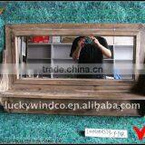 2 Drawers 2 Hooks Solid Wood Retro White Rustic Mirror With Shelf thumbnail-6