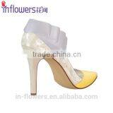 Genuine Leather Pointed Toe Fashion Design Ladies High Heel Shoes With Bowtie Back thumbnail-3
