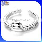Cute Open Cartoon Ring Custom Engraved Letter Message Ring 925 Sterling Silver Hand Engraved Silver Ring thumbnail-1