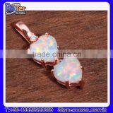 Custom Lab Created Double Heart 925 Sterling Silver Red Fire Opal Pendant Wholesale thumbnail-5