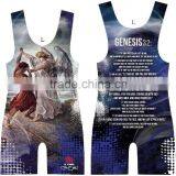 High quality lycra wrestling singlet suit uniform custom design Athletic Apparel for Men