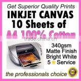 Black Diamond A4 Professional 100% Pure White Cotton Canvas for Inkjet Printers