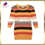 wool sweater long sleeve wide stripe round neck
