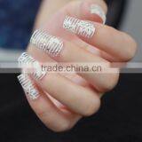 Black Lace Glitter Nail Wrap Nai Tattoo Sticker Gem Flower White Lace Glitter Nail Make up Sticker thumbnail-6