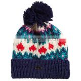 100% acrylic knitted beanie hat with pom pom for ladies
