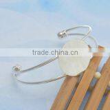 Wholesale 100PC 25MM Pad Adjustable Silver Plated Bangle Cuff Lock Blank Bracelet Bangle With Tray thumbnail-4