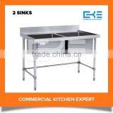 Commercial Heavy Duty 3 Bowls Stainless Steel Kitchen Sink thumbnail-2