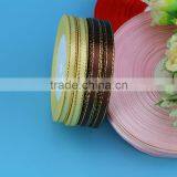 China Factory Custom Silver and Metallic Edges Brown Satin Ribbon 6mm Width thumbnail-1