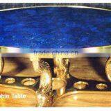 Oval Shape Lapiz Lazuli Dolphin Coffee Table Top