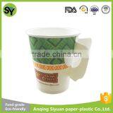 Hot drink disposable paper cup with handle