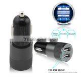 Multifunction 12v 24v 2.1A 1.0A Aluminium Bullet Dual Port USB Universal Car Charger for Iphnoe Ipad Normal Usb Phone thumbnail-4