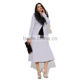 PRETTY STEPS 2015 high quality women grey Short jacket coat With detachable Fur Collar