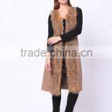 2016 PRETTY STEPS Winter Collections New Woman's Long Slim Feather Sleeveless Coat thumbnail-6