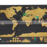 CT-750 Travel World Map Hard Paper Travel Map Small Black Mini Map Black Luxury