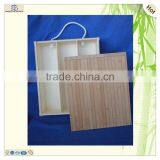 Factory Price String Handle 3 Bottles Bamboo Wooden Crate Box thumbnail-5