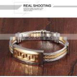 Three Layers Man Bangles Punk Style Silver/Gold Color Stainless Steel The Great Wall Design Men Friendship Jewelry thumbnail-6