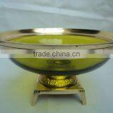 Metal Brass Antique Glass Bowl With Stand thumbnail-1