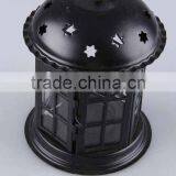 Home Decoration Pavilion Type Candlestick/Portable Iron+Glass Hollow Out Candle Holder thumbnail-1