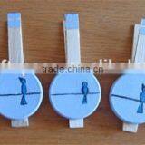 2017 Clips Birds on a Wire Drawn on Wooden Clips Made in China