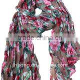 Light Grey Chiffon Rose Scarf