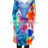 Deep Neck Resort Wear Digital Print Kaftan thumbnail-1