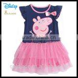 Custom 100% Cotton Baby Girl Chiffon Dress Short Sleeve Dress With Frill Princess Dress