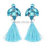 Fashion Rhinestone Gems With Long Colorful Tassel Alloy Earrings for Women thumbnail-5