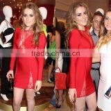 Red Lace Long Sleeve Sexy HL Rayon Bodycon Bandage Dress Sexy Fashion Girl Evening Party Dress thumbnail-5