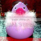 Wholesale Promotional Fur Scarf Rubber Duck With Boa thumbnail-1