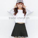 Korea Style Fall Winter Leisure Pure Cotton Fleece Sweater Long Sleeve Short Style and Simple Pure Color Sweatershirt thumbnail-3