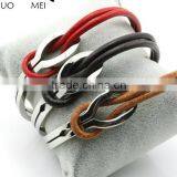 Simple Design 8 Steel Charm Genuine Leather Bracelet Custom Mens and Women 8 Charm Leather Bracelets for Valentine's Gifts 2017 thumbnail-1